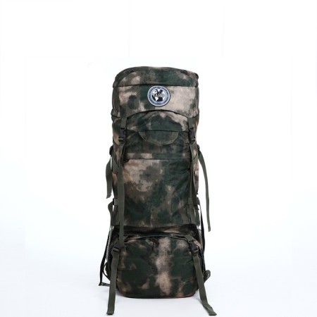 Tourist backpack, TAIF, 80 liters, cord department, 2 outer pockets, green color/camouflage-1