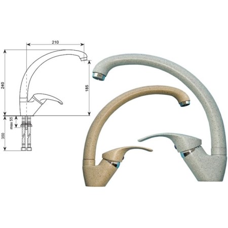 Kitchen mixer Ulgran U007-308, black color-1