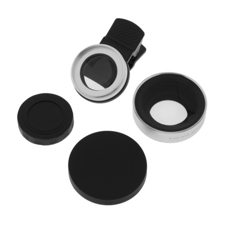 A wide-angle macro lenses for a phone 2 in 1, 0.45x, 37 mm, silver-9