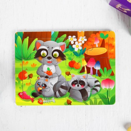 Puzzle "Raccoon" 12 elements 0.4 × 14.5 × 11 cm