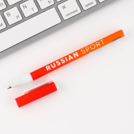 Handle Plastic with caps of ball "Russian Sport", blue paste, 0.7 mm-3