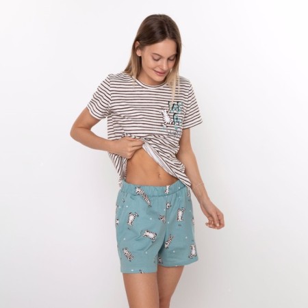 Female home set (T -shirt/shorts), brown color, size 44-1