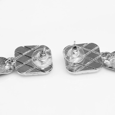 Earrings Assorted "Antiquity" Square, Silver Color-1