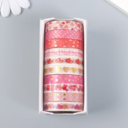 Adhesive tape Paper "Love" set 10 pcs width. 0.8 cm dl. 2 m 8.5x4x1 cm-4
