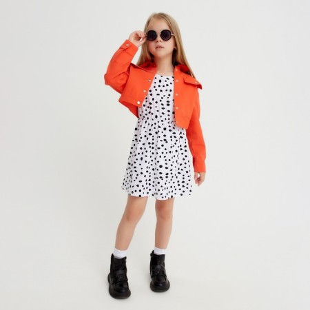 Shirt for a girl denim, shortened kaftan, size 38 (146-152 cm), Orange color-4