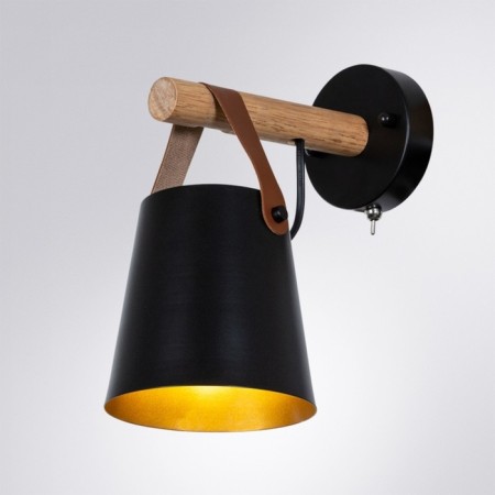 Bra Arte Lamp Thomas A7032AP-1BK, E27, 60 W, 13x22x25 cm, black, beige-3