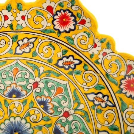 Largan Rishtan ceramics "Flowers", 31 cm, yellow mix, corrugated-23