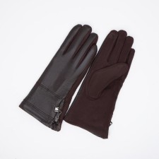 Gloves are female, dimensionless, without insulation, brown color