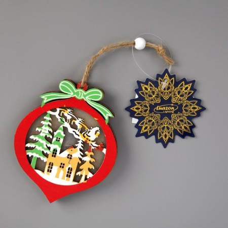 Christmas tree toy "New Year's ball", from batteries, glow of warm white-2