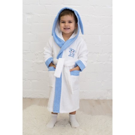 Baby robe "Bunny", height 110 cm, white+blue, Makra