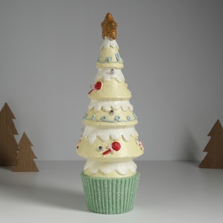 Souvenir Ceramics Light "Gingerbread Christmas tree" light yellow 10x10x31 cm-2