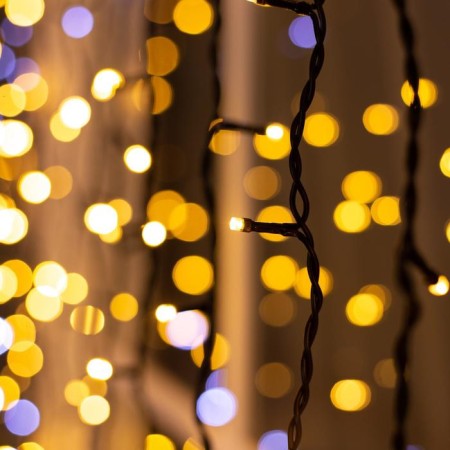 Garland "Curtain" 2 × 3 m, IP44, UMS, dark thread, 760 LED, warm white glow, white flicker, 220 V-2