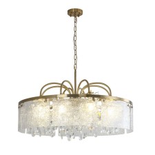 Suspended Indigo, 12033/8p Brass. 8x40W, E14, 840x840x505/1505 mm, transparent color