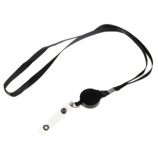 Baiga tape, 9 mm x 85 cm, with a holder - a roulette 40 cm and a loop, on a button, black