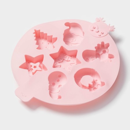Baking uniform "New Year", silicone, 23 × 23 × 2.3 cm, 7 cells, pink color-2