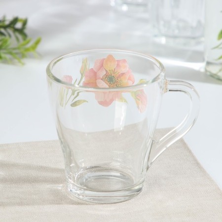 Glass Glass "Watercolor Flowers", 250 ml, MIX drawing-1