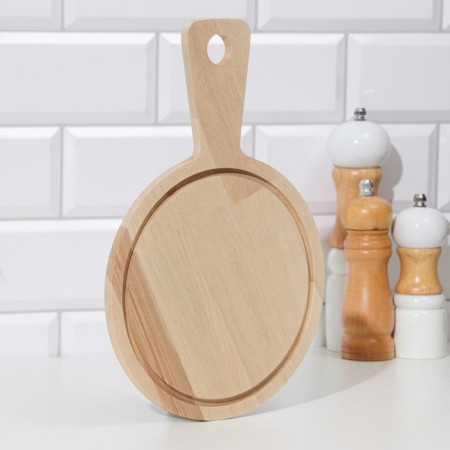 Board wooden board with a gutter "Circle" with a handle 28.5x19x0.8 cm birch