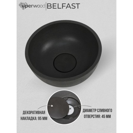 Haller shell Uperwood Belfast is round, concrete, graphite color-2