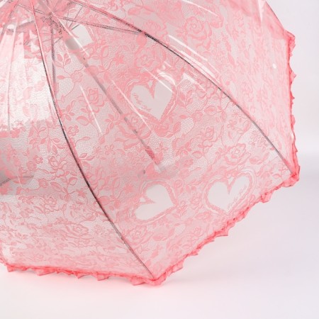 Umbrella - semi -automatic “lace” cane, 8 knitting needles, r = 40 cm, pink/transparent color-5
