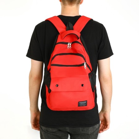 Youth backpack on lightning, 2 departments, 4 pockets, red color-6