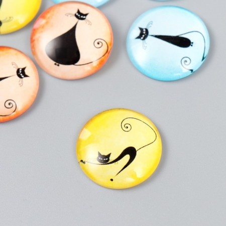 Decor (cabochon) for creativity glass "Black cat" mix d = 2.5 cm-1