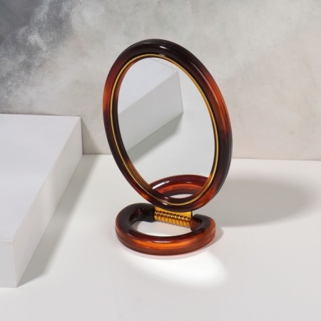 Folding mirror - suspended “oval”, bilateral, with an increase, mirror surface 8 × 12 cm, “amber” color-2