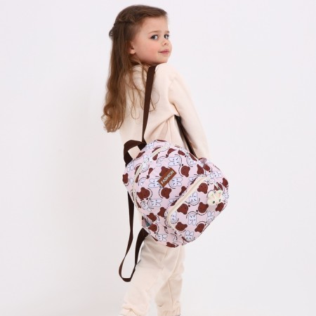 Baby backpack on lightning, 3 outer pockets, beige color-8