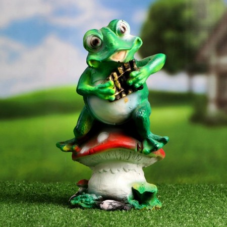 Garden figure "Frog with flute" 12*14*27 cm Polystone F07791-1