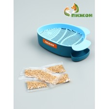 Проращиватель травы кошкам "Рыбка", с семенами, 18 х 12 х 4 см, синий/голубой