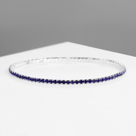 Bracelet "ice" 1 row, blue color in silver, 7 cm-4