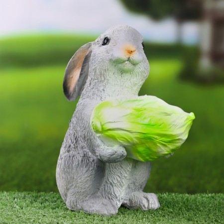 Figure Kashpo "Bunny with a salad" Gray, 14x14x20cm-2