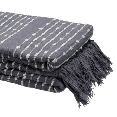 Gray cotton cover with a decorative line of Ethnic, size 230x250 cm-9