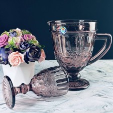 Set of a decanter and 6 glasses Lenardi, pink color