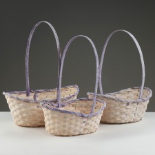 Stick of baskets, 26x19x9x10.5/34 cm, 33x24x11x13/42 cm, 30x21x10x11/38 cm, purple, bamboo