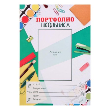 School folder on the rings "Portfolio of a schoolboy", 10 sheets-undergraduate, 24.5 x 32 cm.-16