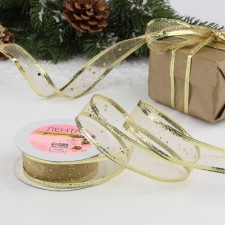 Kapron tape with metal thread “Terrious”, 25 mm × 2.7 ± 0.5 m, the color of the gold