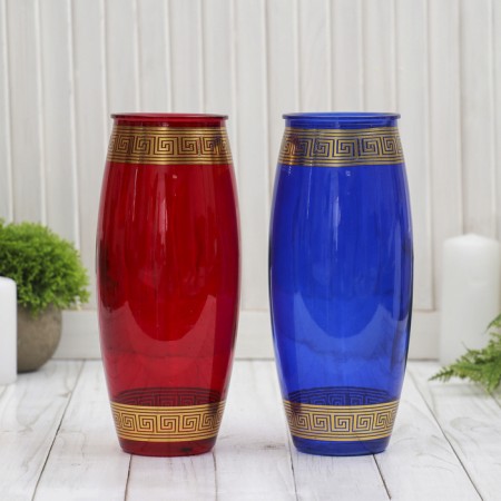 Vase Glass "Eva" painted with a neckline 23 cm mix