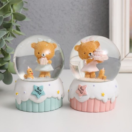 Souvenir Polystone Water Ball Light "Festive Bear" mix 6x6x8.5 cm-1