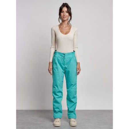 Warmed female trousers, size 42, green color