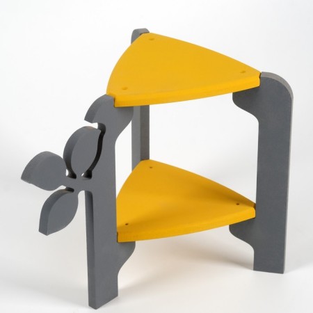 Standing Column Study Triangular Flora 21x27x25 cm, gray-yellow-1