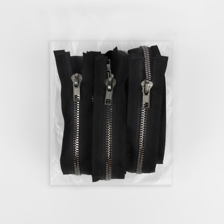 Lightning "Tractor", No. 5, connective, decorative link "Akuli tooth", castle machine, 60 cm, black/black nickel-2