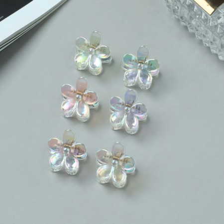 Hair crab "Avanti" (set 6 pcs) Flower, 2.2 cm, transparent-1