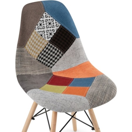 Wooden chair multicolor array of beech/metal/fabric, natural/colored 47x50x84 cm-4