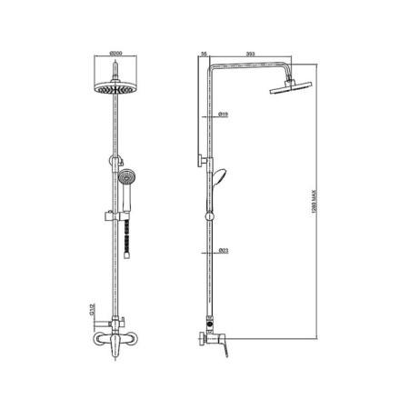 Shower column Bravat Opal C, with a shower mixer (upper shower of a round shape, completely chrome)-1