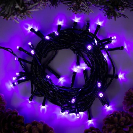Garland “thread” 5 m, IP20, dark thread, 50 LED, purple glow, 8 modes, 220 V