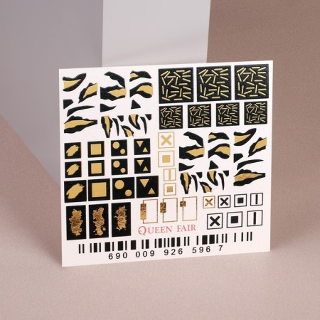 Slider - Non -Tandart nail design, metallized, golden/black color