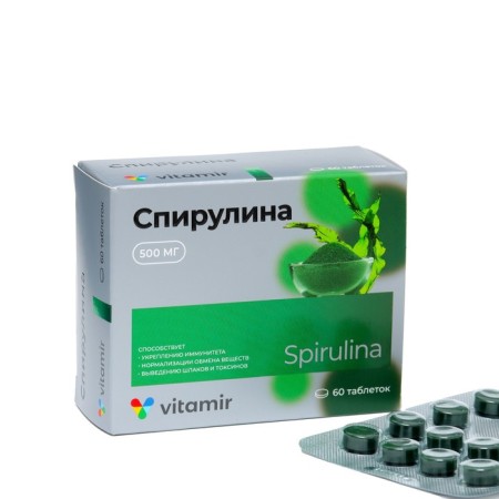 Spirulin micro -cross, natural source of protein, vitamins and trace elements, 60 tablets