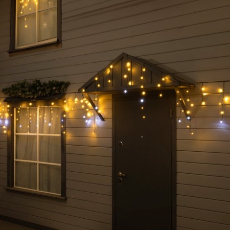 Garland "fringe" 25 × 0.7 m, IP44, UMS, dark thread, 450 LED, glow warm white, flicker, 220 V
