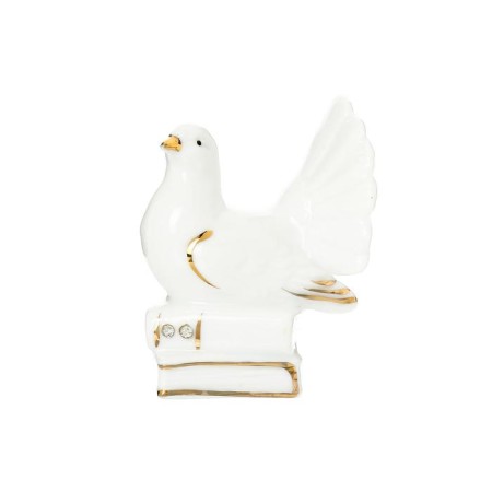 Souvenir ceramics "White dove on books/gift" with gold, rhinestones 7.5 cm mix-5
