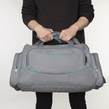Sports bag with lightning, 3 outer pockets, color gray color-5